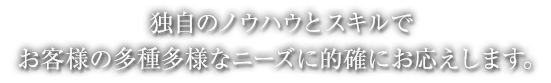 独自のノウハウとスキルでお客様の多種多様なニーズに的確にお応えします。