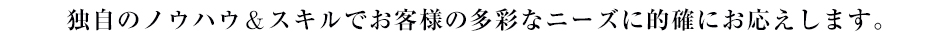 独自のノウハウ＆スキルでみなさまの多彩なニーズに的確にお応えします。